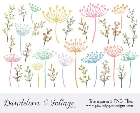 Pastell Löwenzahn Clip Art