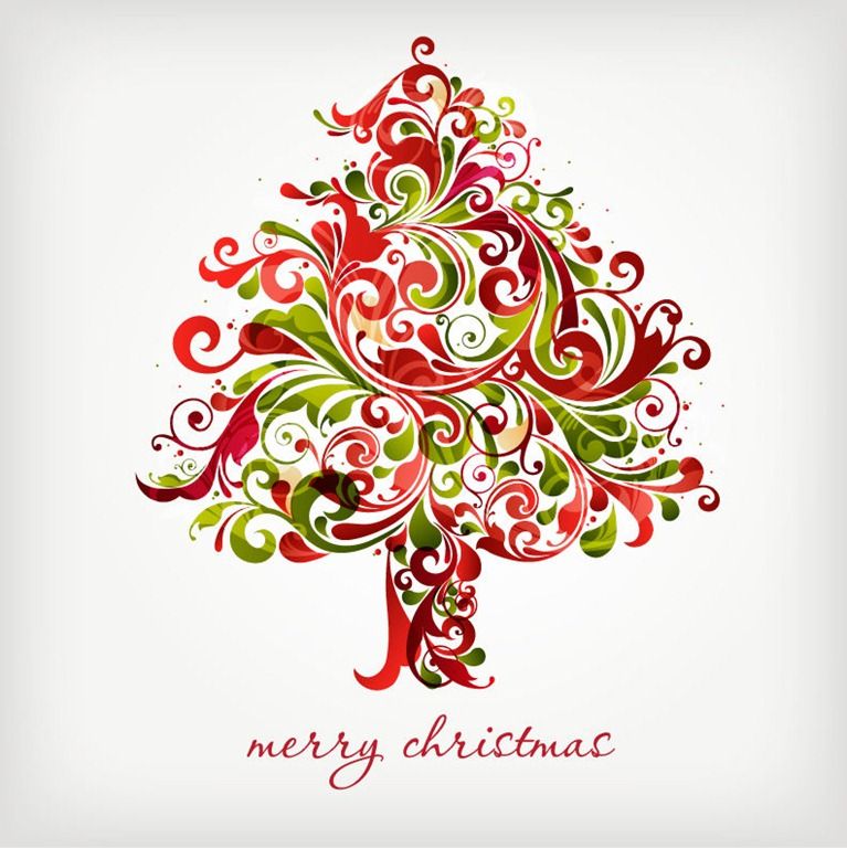 Árvore floral redemoinhos para gráfico de vetor de Natal | Vetor livre