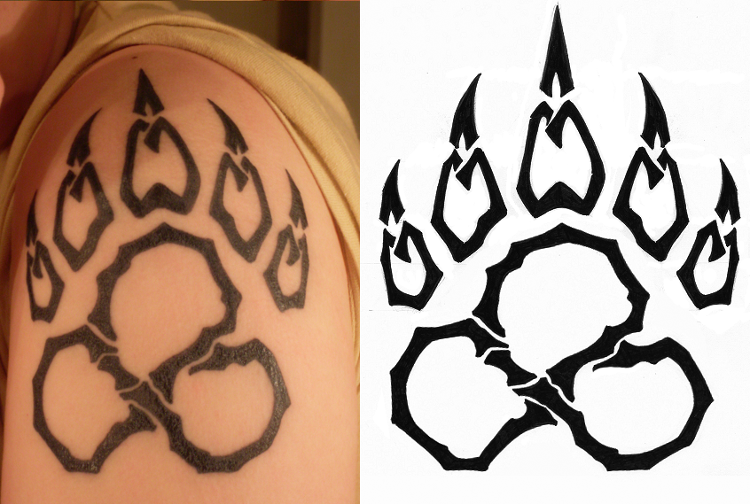 Paw Print Stencil Log In Tattoo