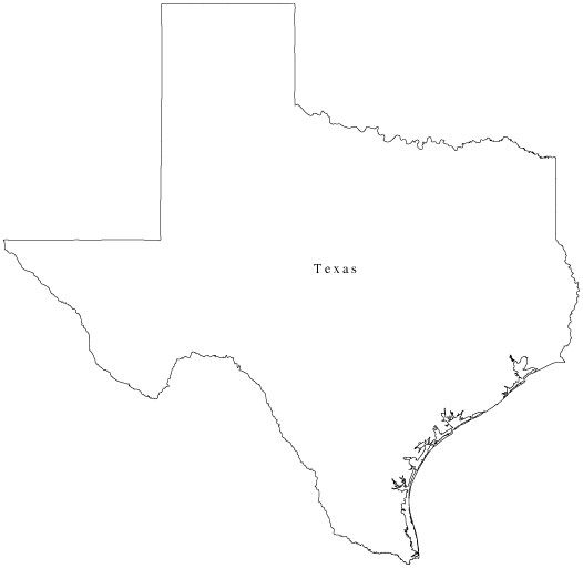 Texas Black White Blank Gliederungskarte - Kartenressourcen